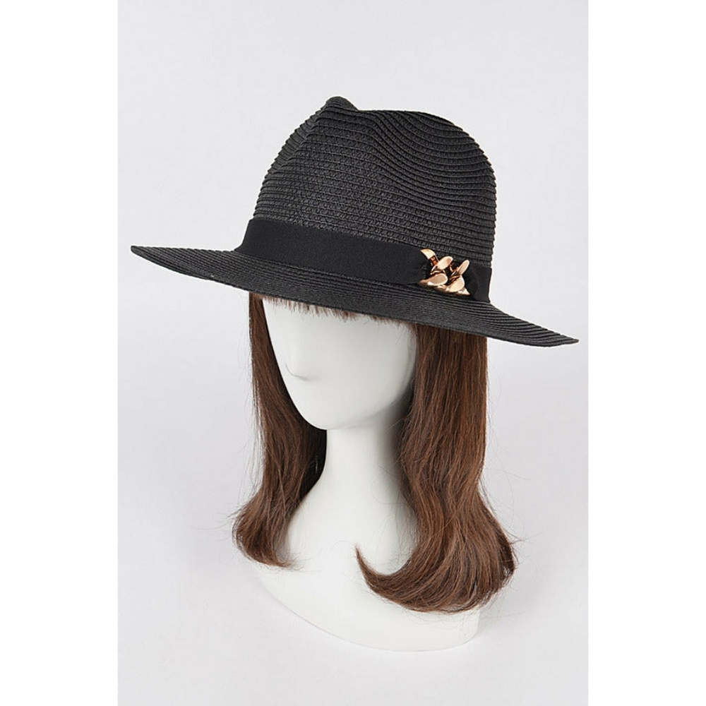 BLACK STRAW SUMMER FEDORA